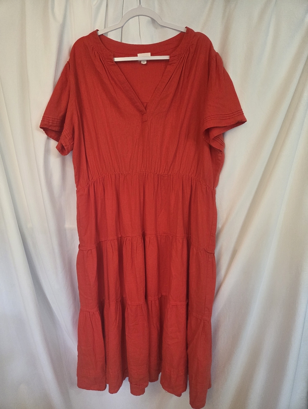 For Cynthia Red Tiered V-Neck Maxi  Summer Dress Size 2X